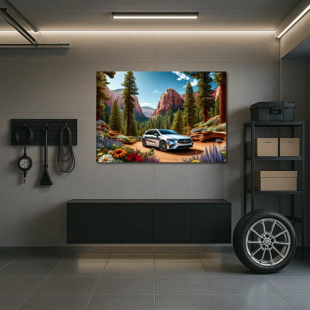 Mercedes Benz B Class Red Canyon Forest – Wall Art
