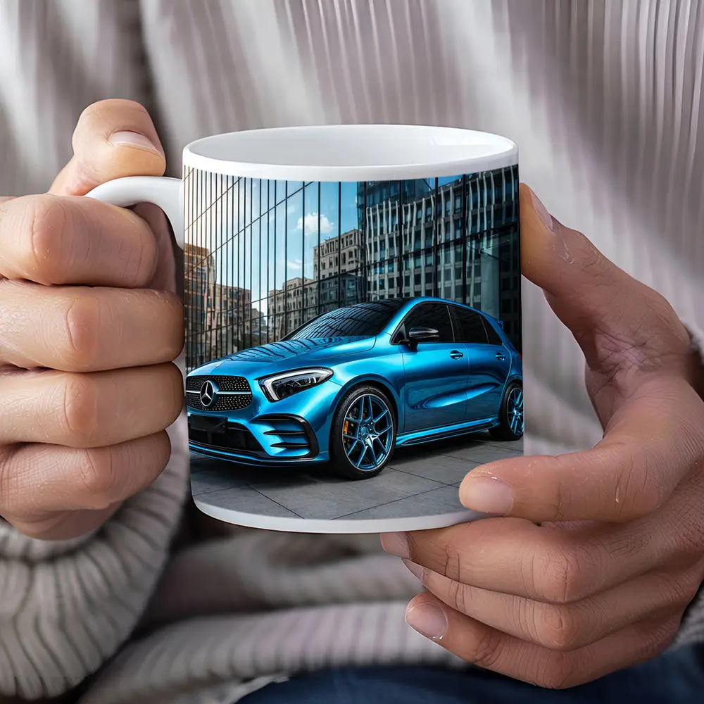 Mercedes Benz B Class Blue Urban Setting – Mugs