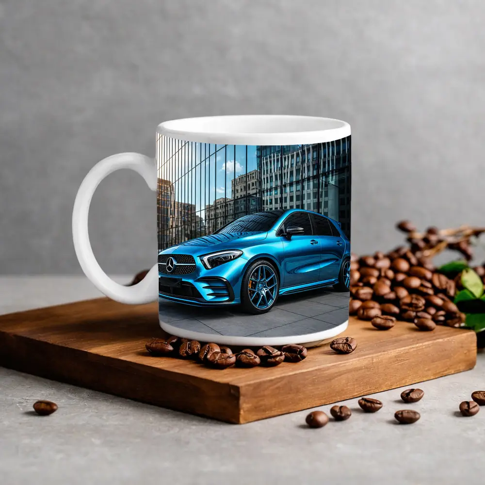 Mercedes Benz B Class Blue Urban Setting – Mugs
