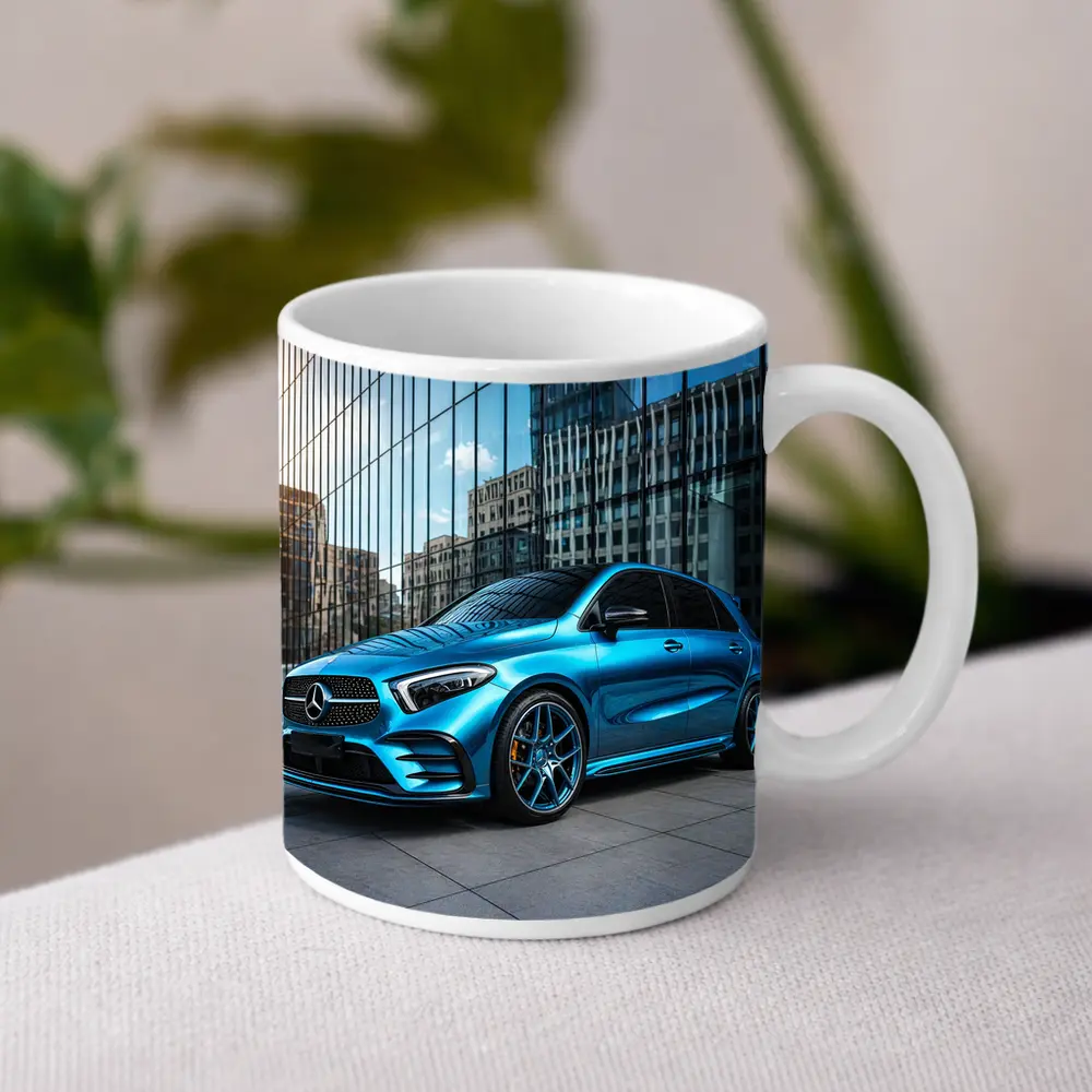 Mercedes Benz B Class Blue Urban Setting – Mugs
