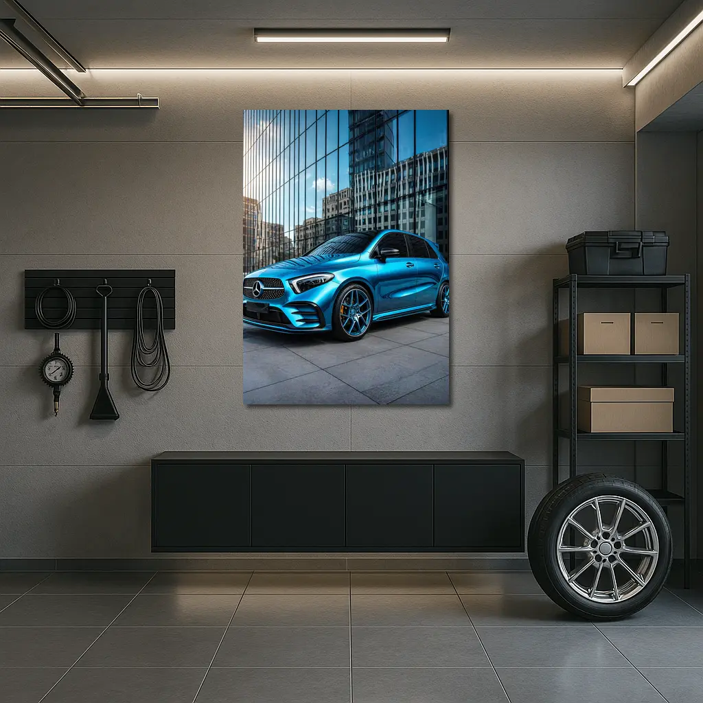 Mercedes Benz B Class Blue Urban Setting – Wall Art