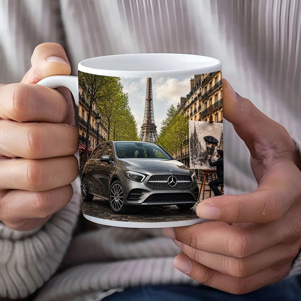 Mercedes Benz B Class Paris Street Scene – Mugs