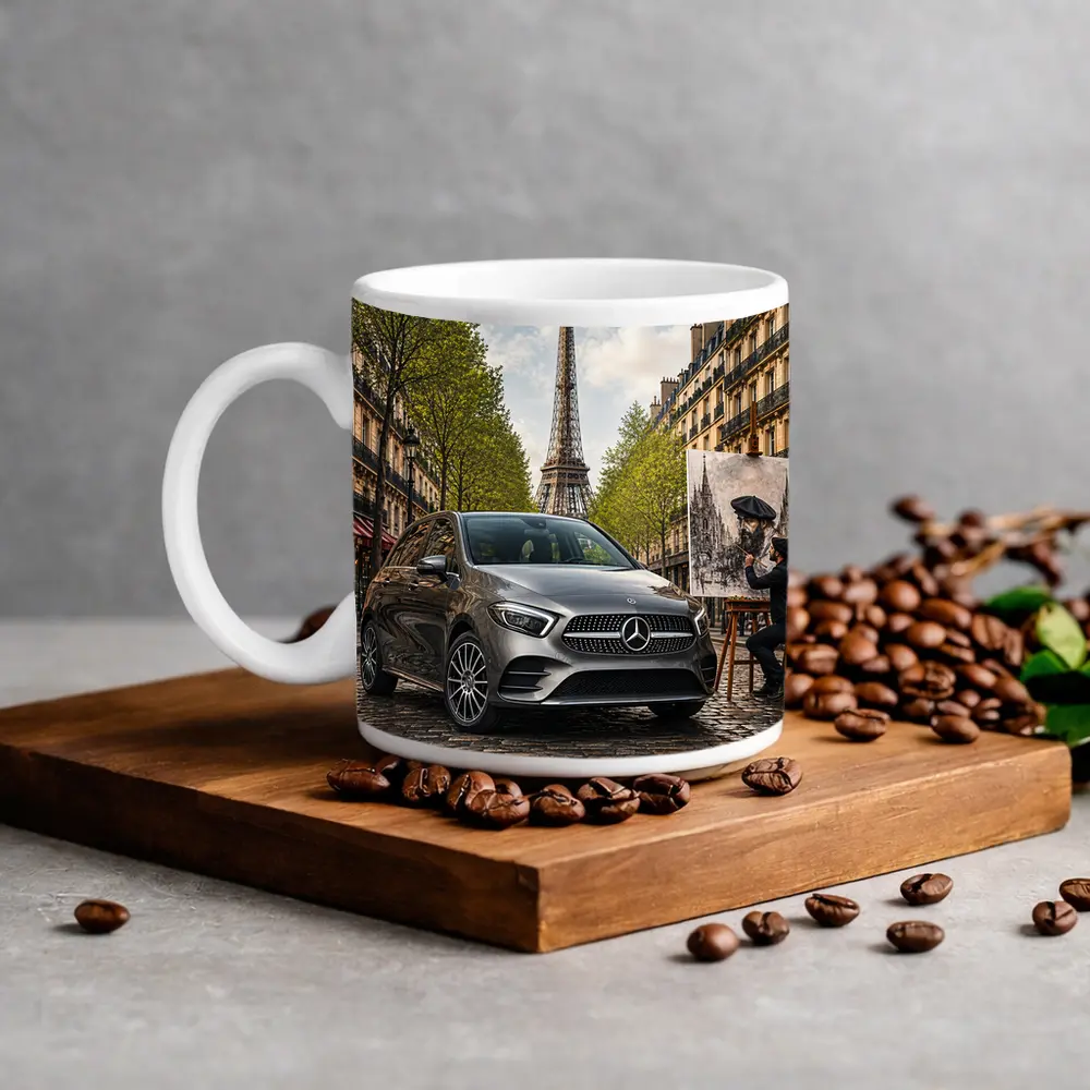 Mercedes Benz B Class Paris Street Scene – Mugs