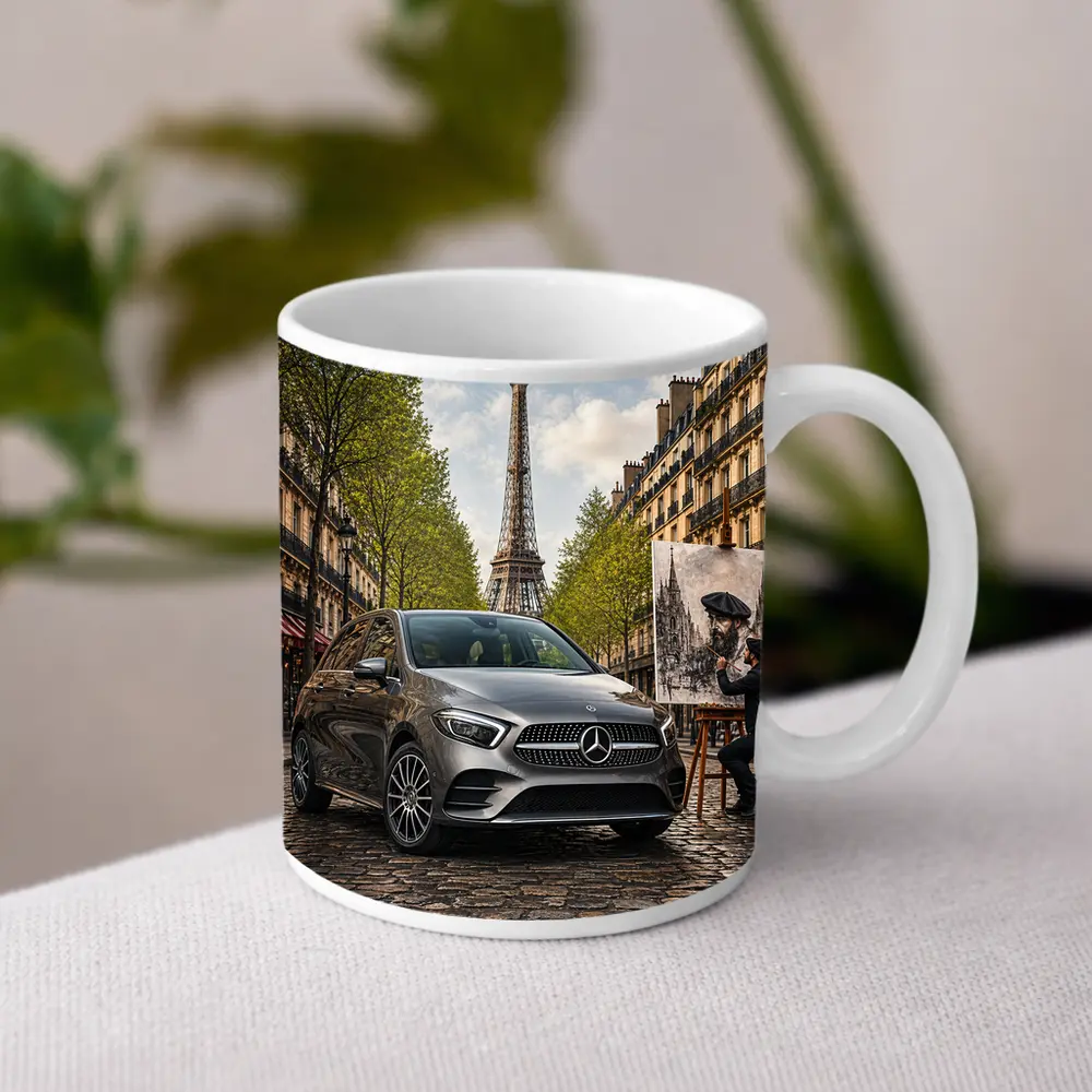 Mercedes Benz B Class Paris Street Scene – Mugs