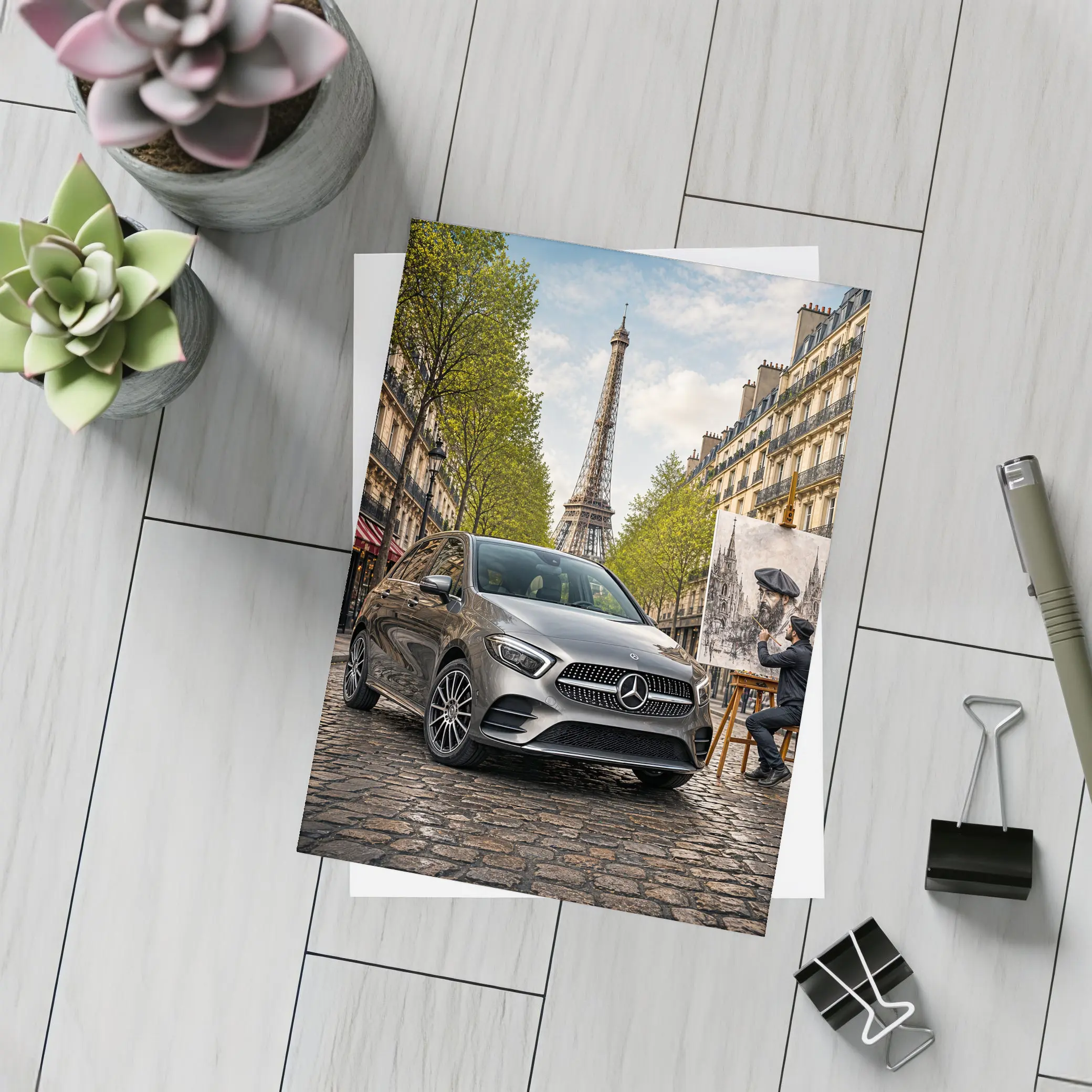 Mercedes Benz B Class Paris Street Scene – Postcards