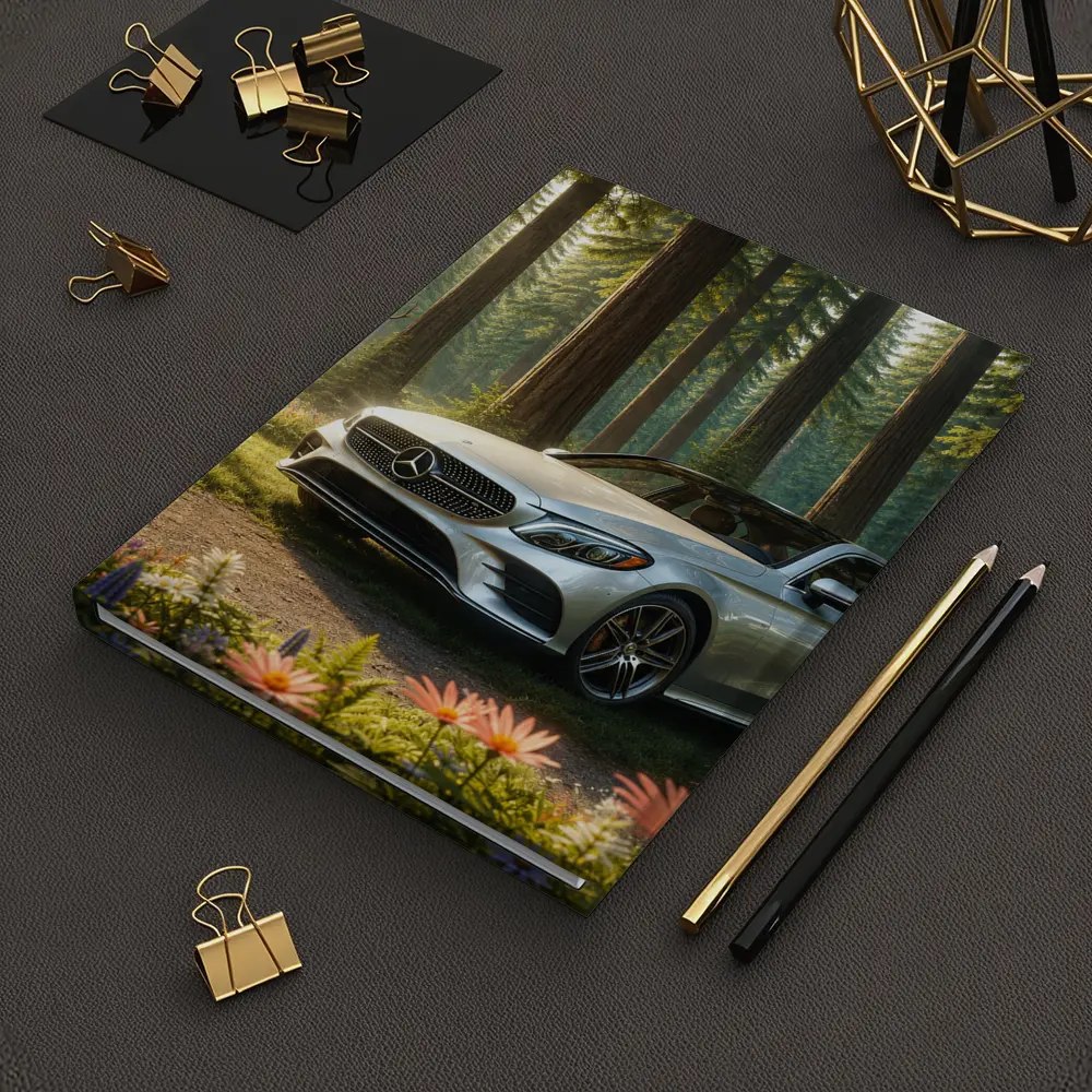 Mercedes C Class Silver Sedan Forest Deer – Notebooks