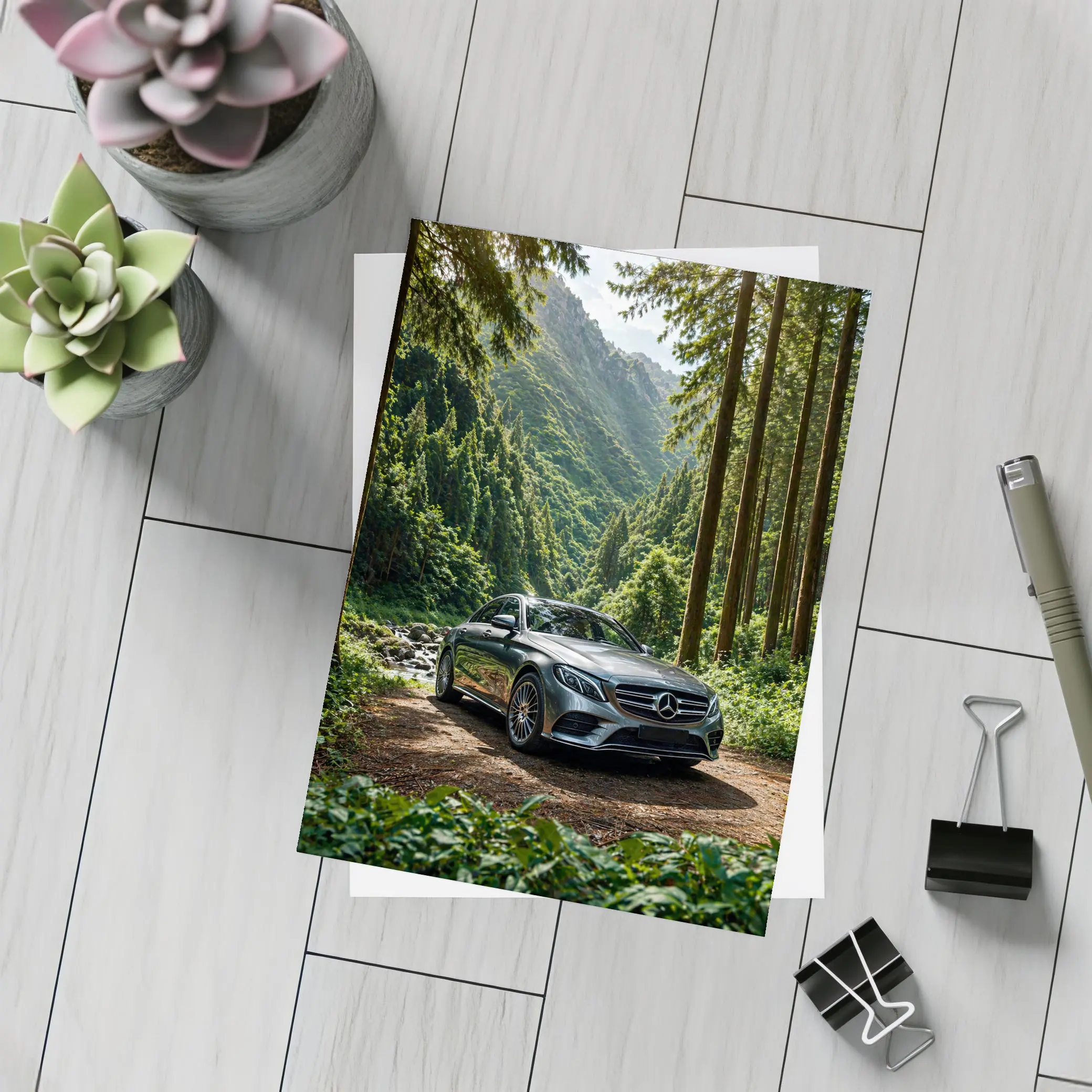 Mercedes Benz E Class Forest Mountain Setting – Postcards