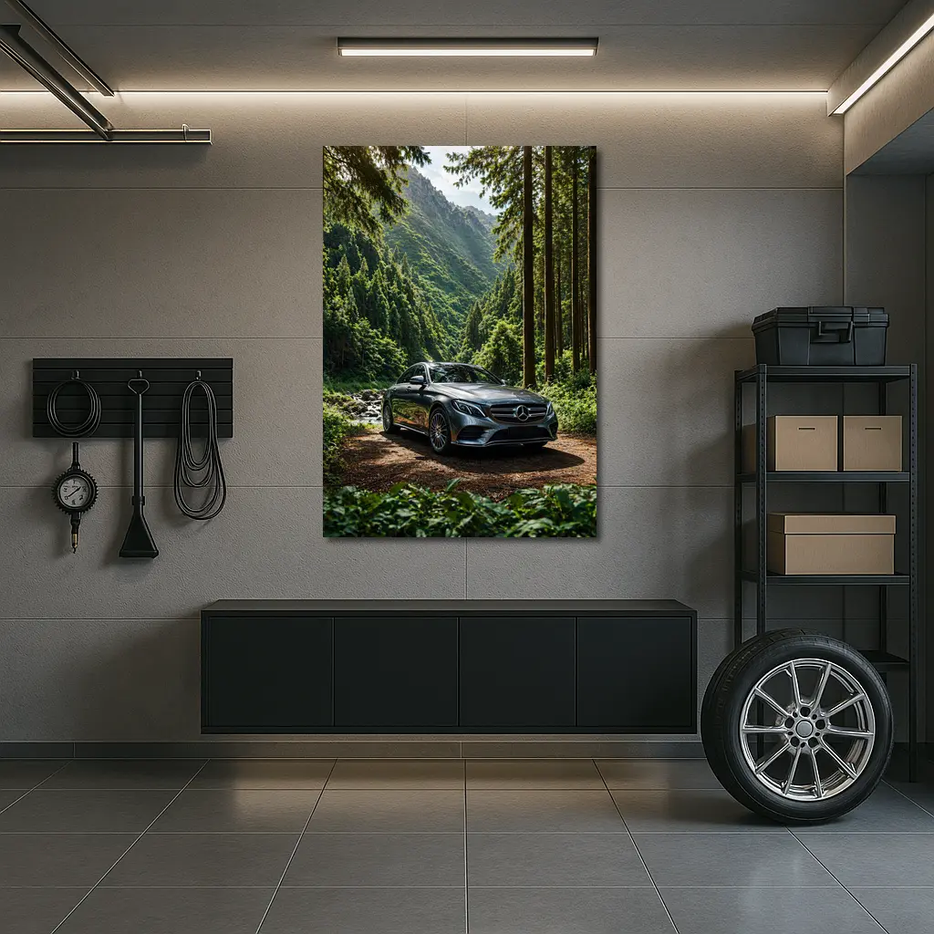Mercedes Benz E Class Forest Mountain Setting – Wall Art
