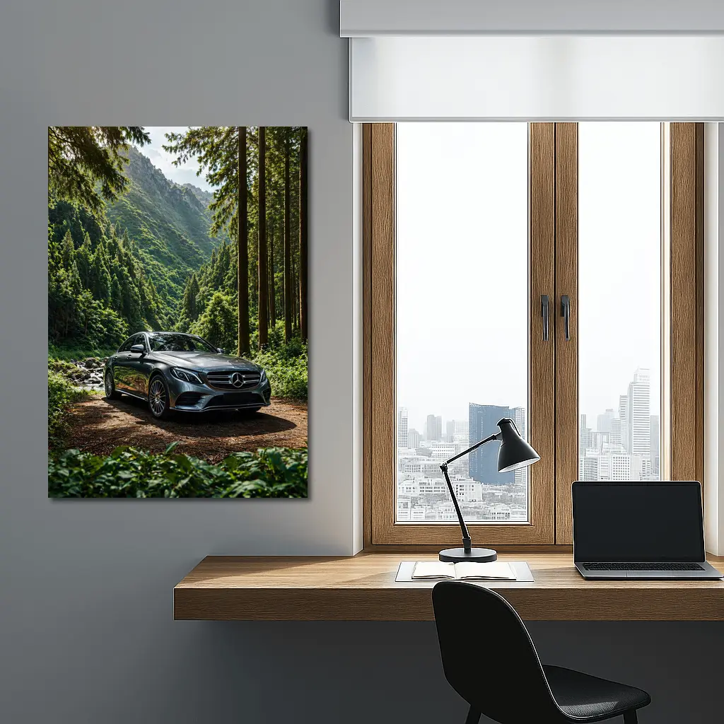 Mercedes Benz E Class Forest Mountain Setting – Wall Art