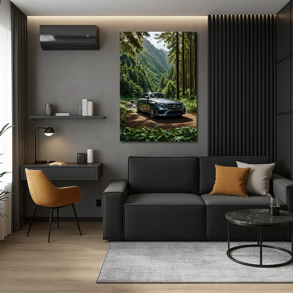 Mercedes Benz E Class Forest Mountain Setting – Wall Art