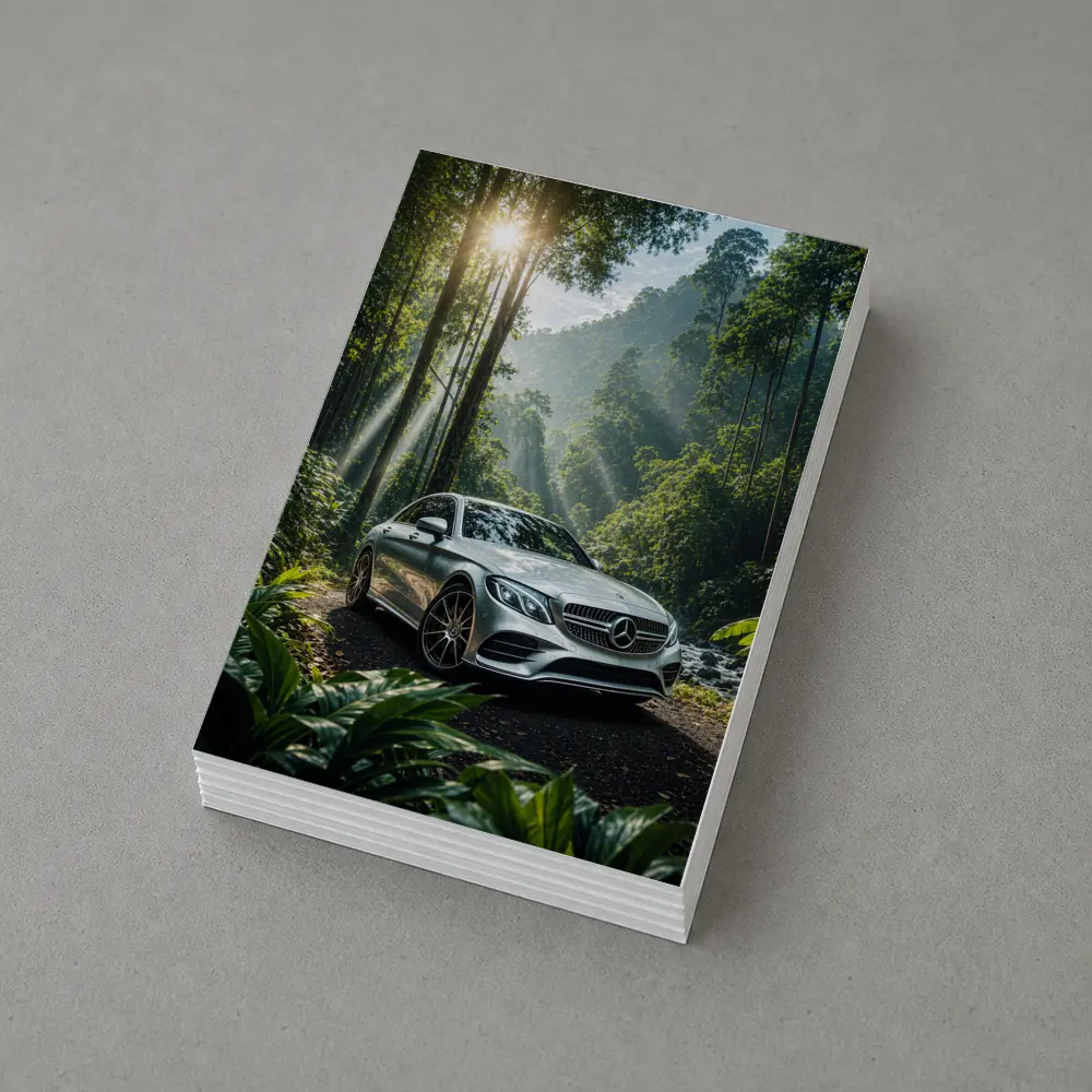 Mercedes C Class Silver Forest Sunlight – Postcards