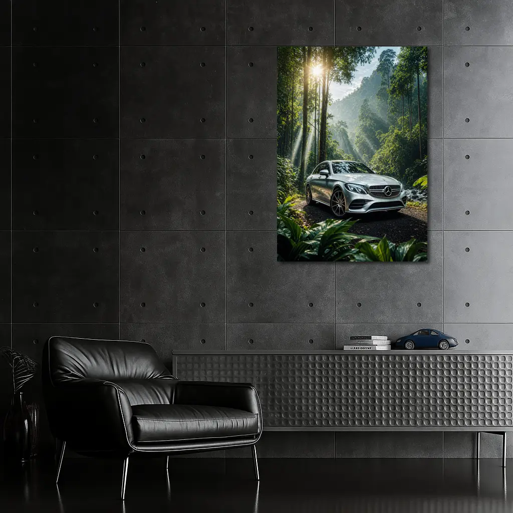 Mercedes C Class Silver Forest Sunlight – Wall Art