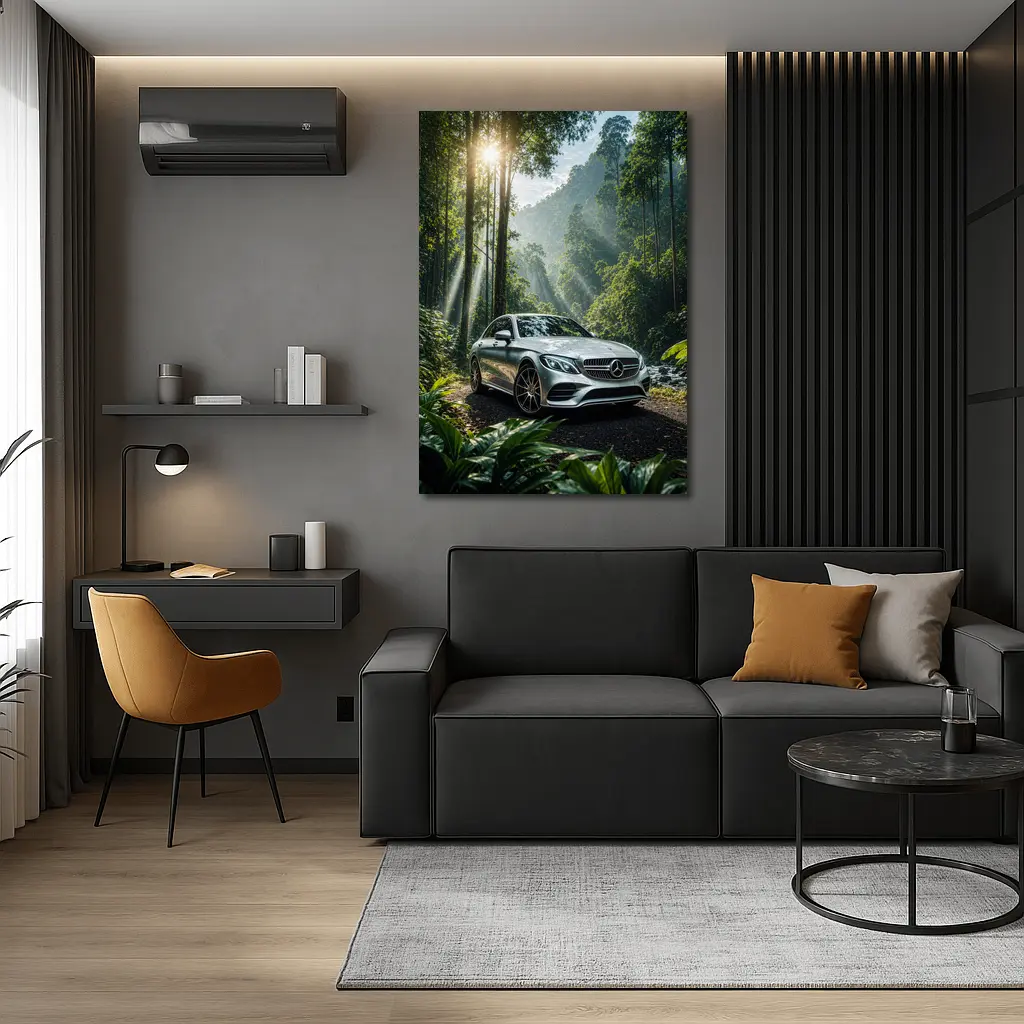 Mercedes C Class Silver Forest Sunlight – Wall Art