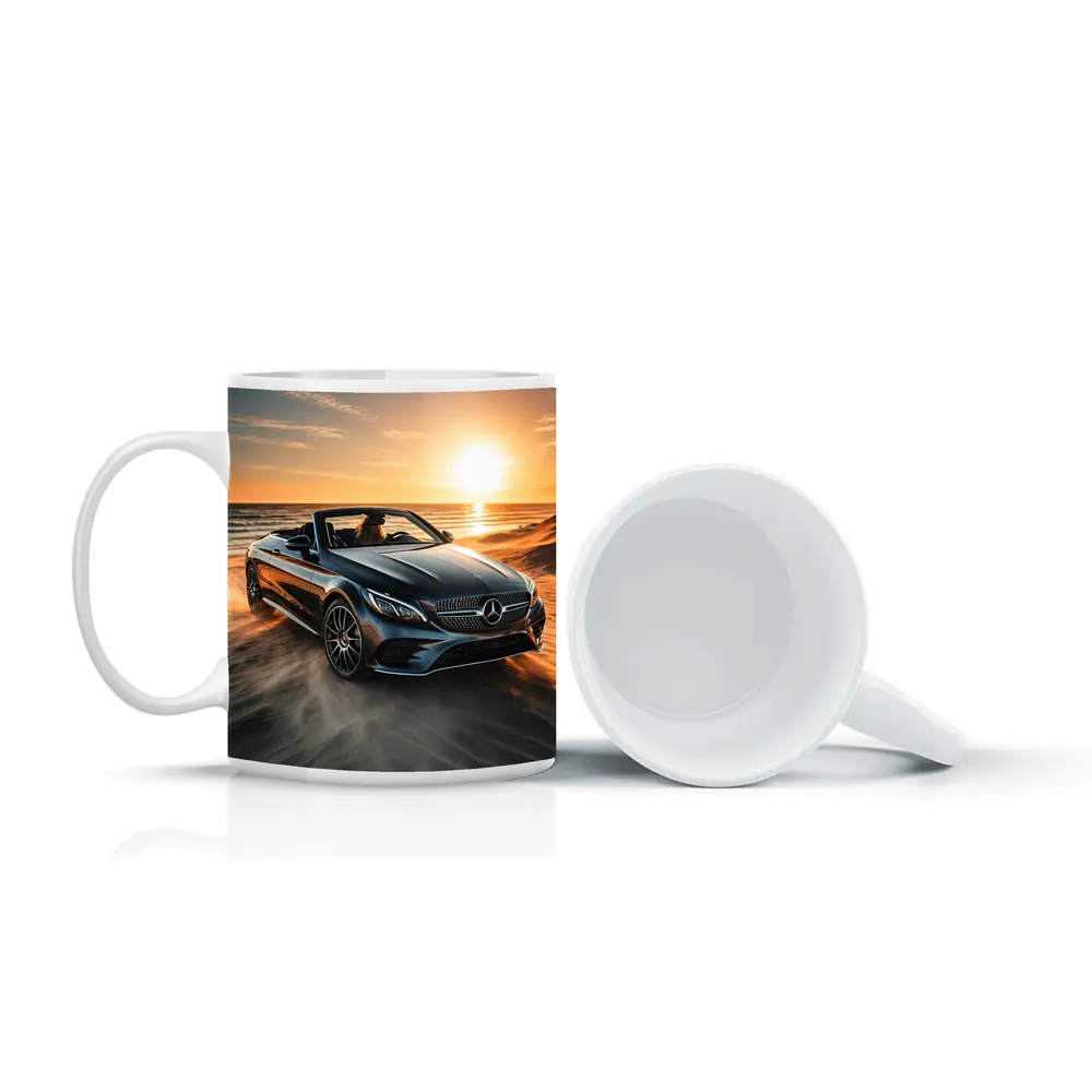 Mercedes C Class Cabriolet Sandy Beach Sunset – Mugs