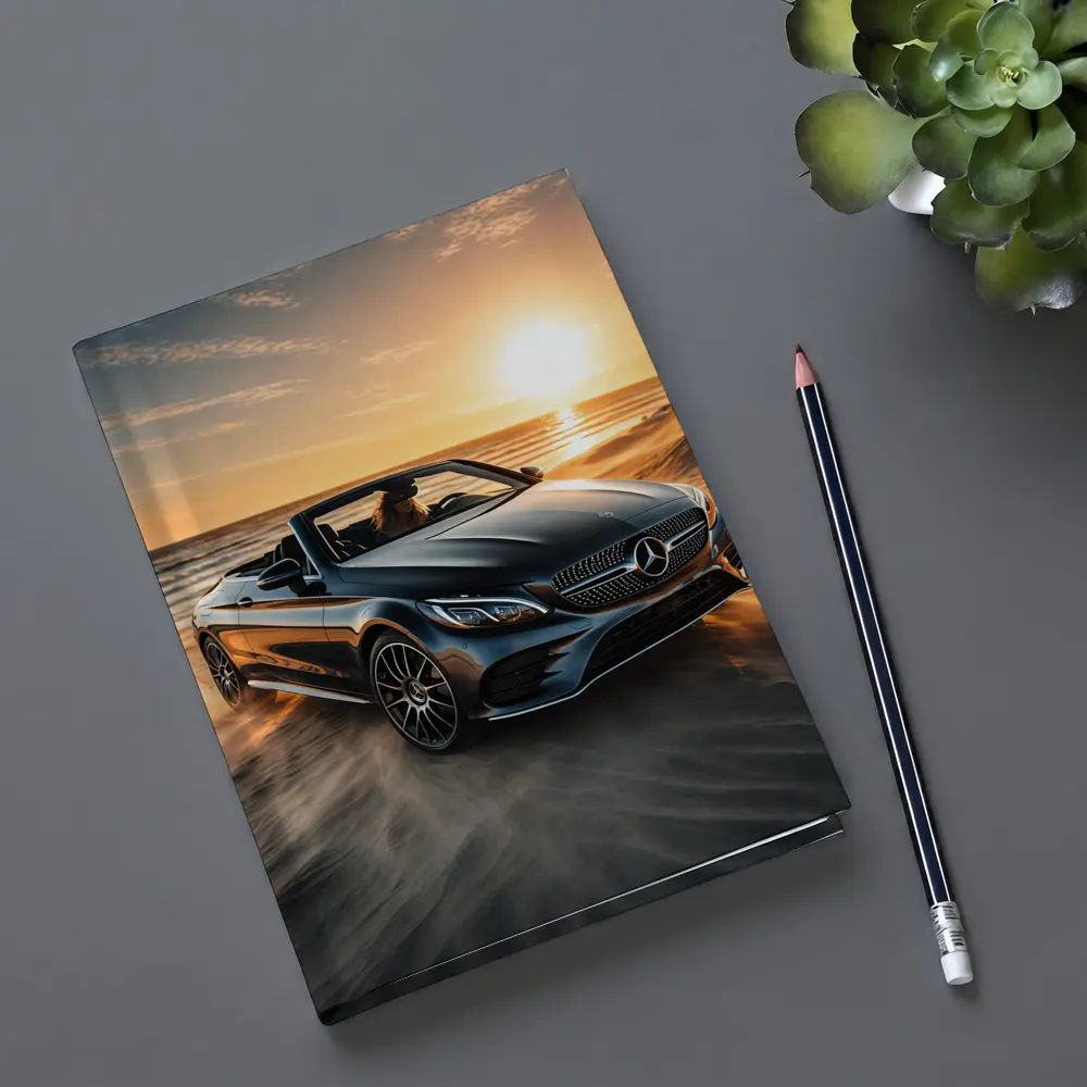 Mercedes C Class Cabriolet Sandy Beach Sunset – Notebooks