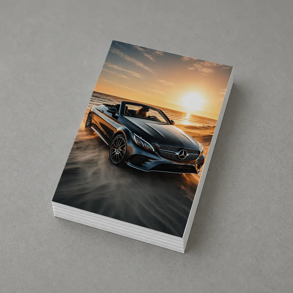 Mercedes C Class Cabriolet Sandy Beach Sunset – Postcards