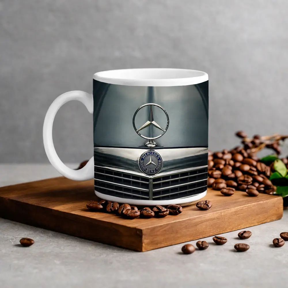 Mercedes Benz Classic Hood Star Close Up – Mugs