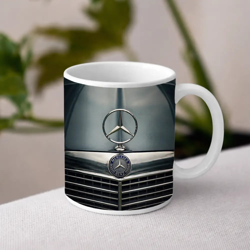 Mercedes Benz Classic Hood Star Close Up – Mugs