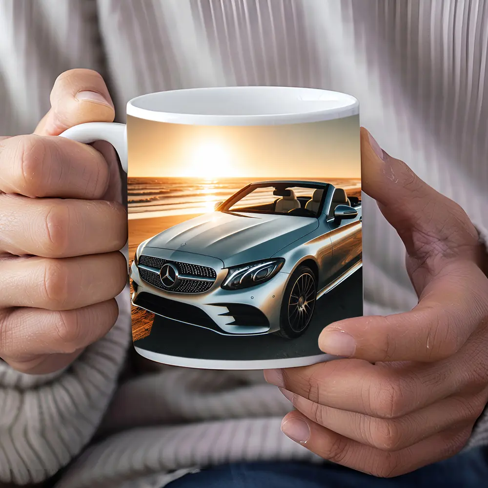 Mercedes C Class Cabriolet Beach Sunset – Mugs