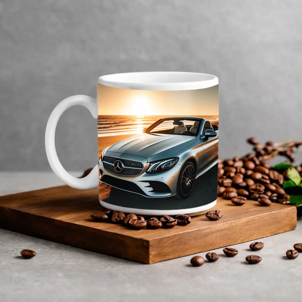 Mercedes C Class Cabriolet Beach Sunset – Mugs