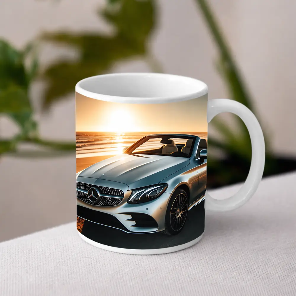 Mercedes C Class Cabriolet Beach Sunset – Mugs