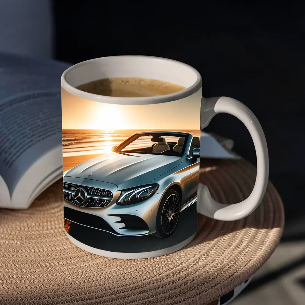 Mercedes C Class Cabriolet Beach Sunset – Mugs