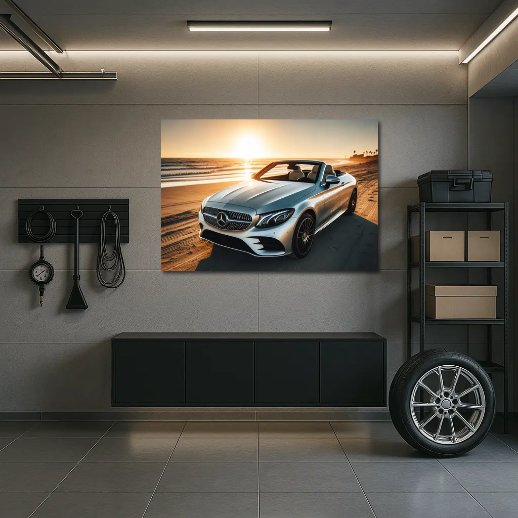 Mercedes C Class Cabriolet Beach Sunset – Wall Art