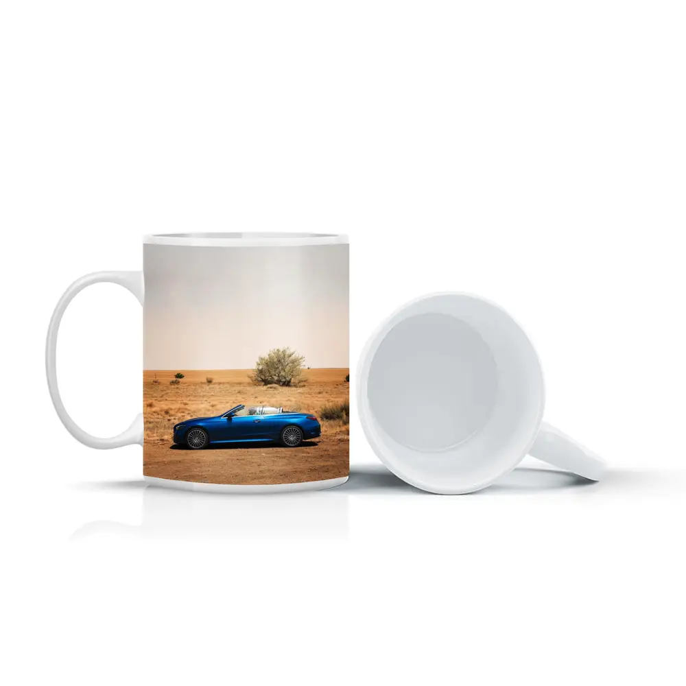 Mercedes CLE Cabriolet Blue Desert Landscape – Mugs
