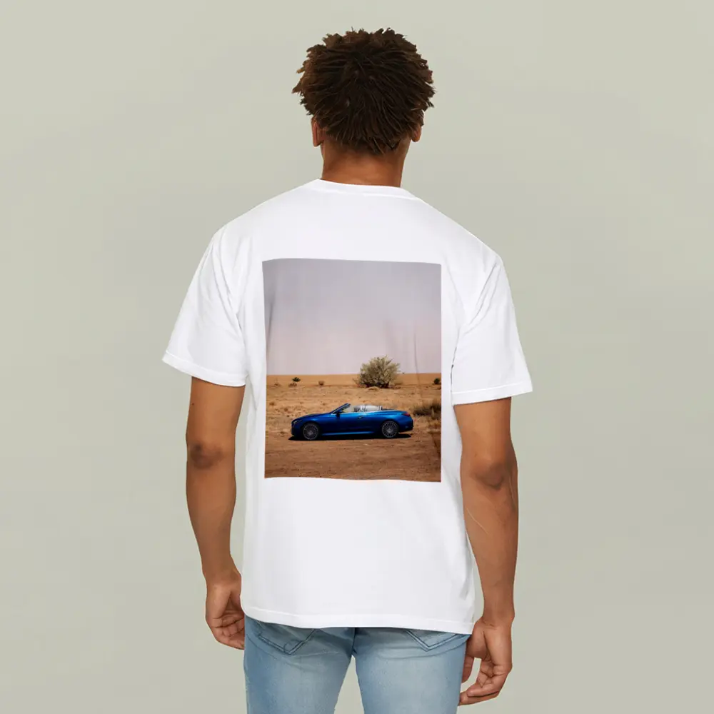Mercedes CLE Cabriolet Blue Desert Landscape – T-Shirts