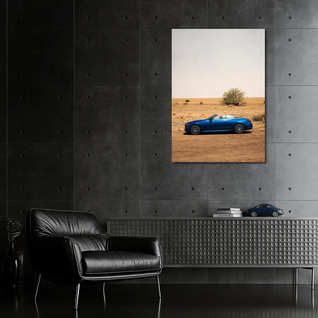 Mercedes CLE Cabriolet Blue Desert Landscape – Wall Art