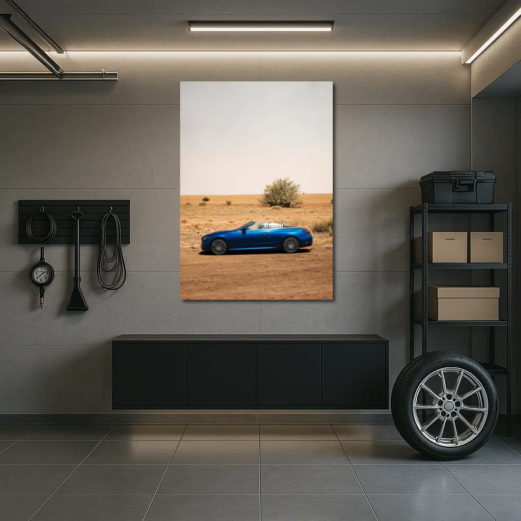 Mercedes CLE Cabriolet Blue Desert Landscape – Wall Art