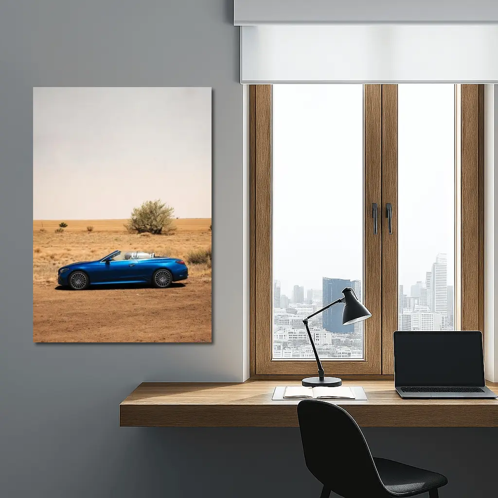 Mercedes CLE Cabriolet Blue Desert Landscape – Wall Art