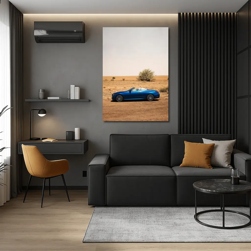 Mercedes CLE Cabriolet Blue Desert Landscape – Wall Art