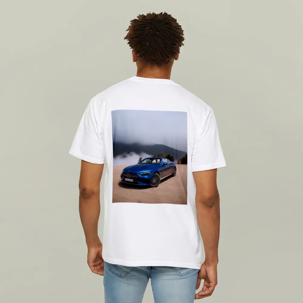 Mercedes CLE Cabriolet Blue Misty Mountains – T-Shirts