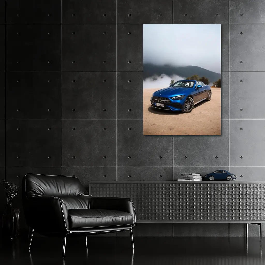 Mercedes CLE Cabriolet Blue Misty Mountains – Wall Art