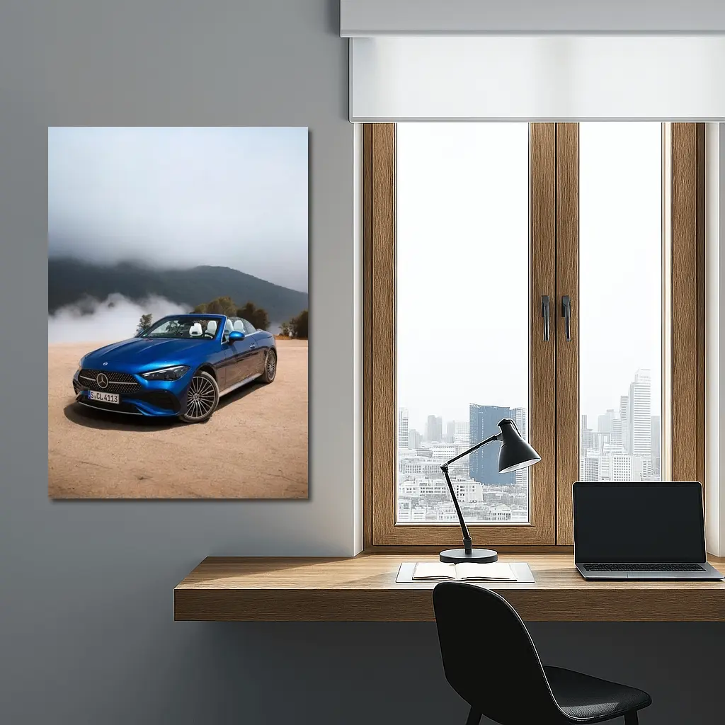 Mercedes CLE Cabriolet Blue Misty Mountains – Wall Art