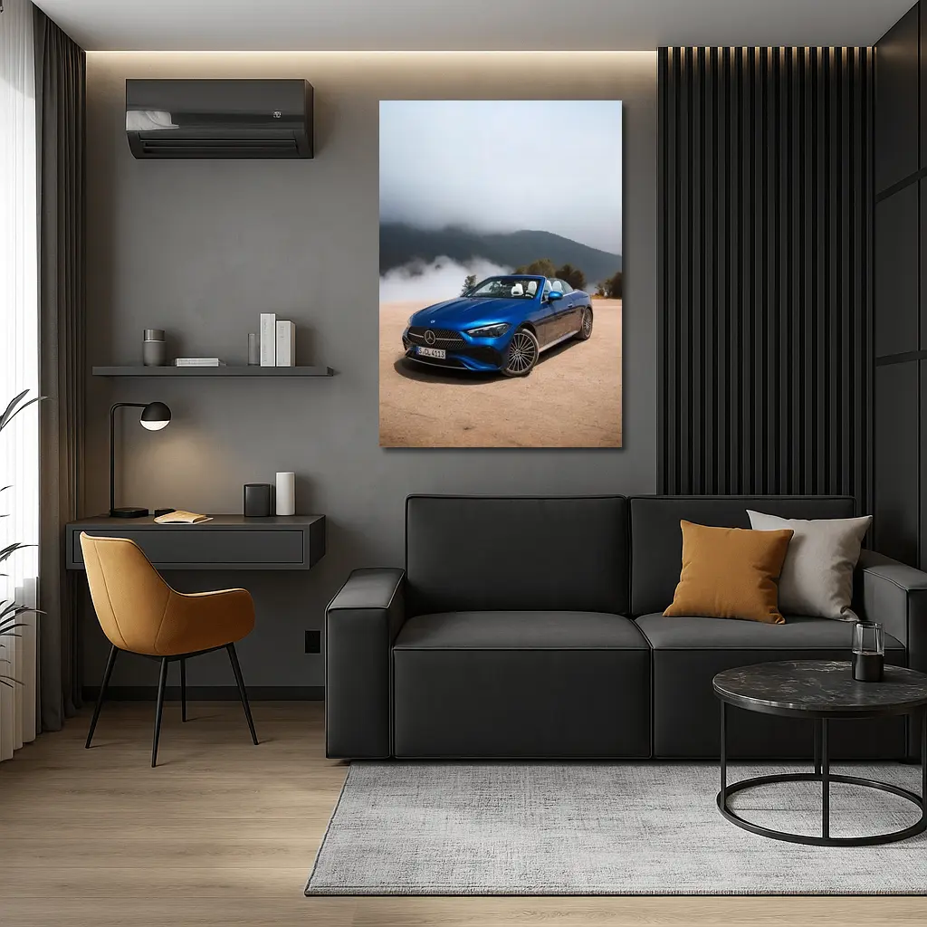 Mercedes CLE Cabriolet Blue Misty Mountains – Wall Art