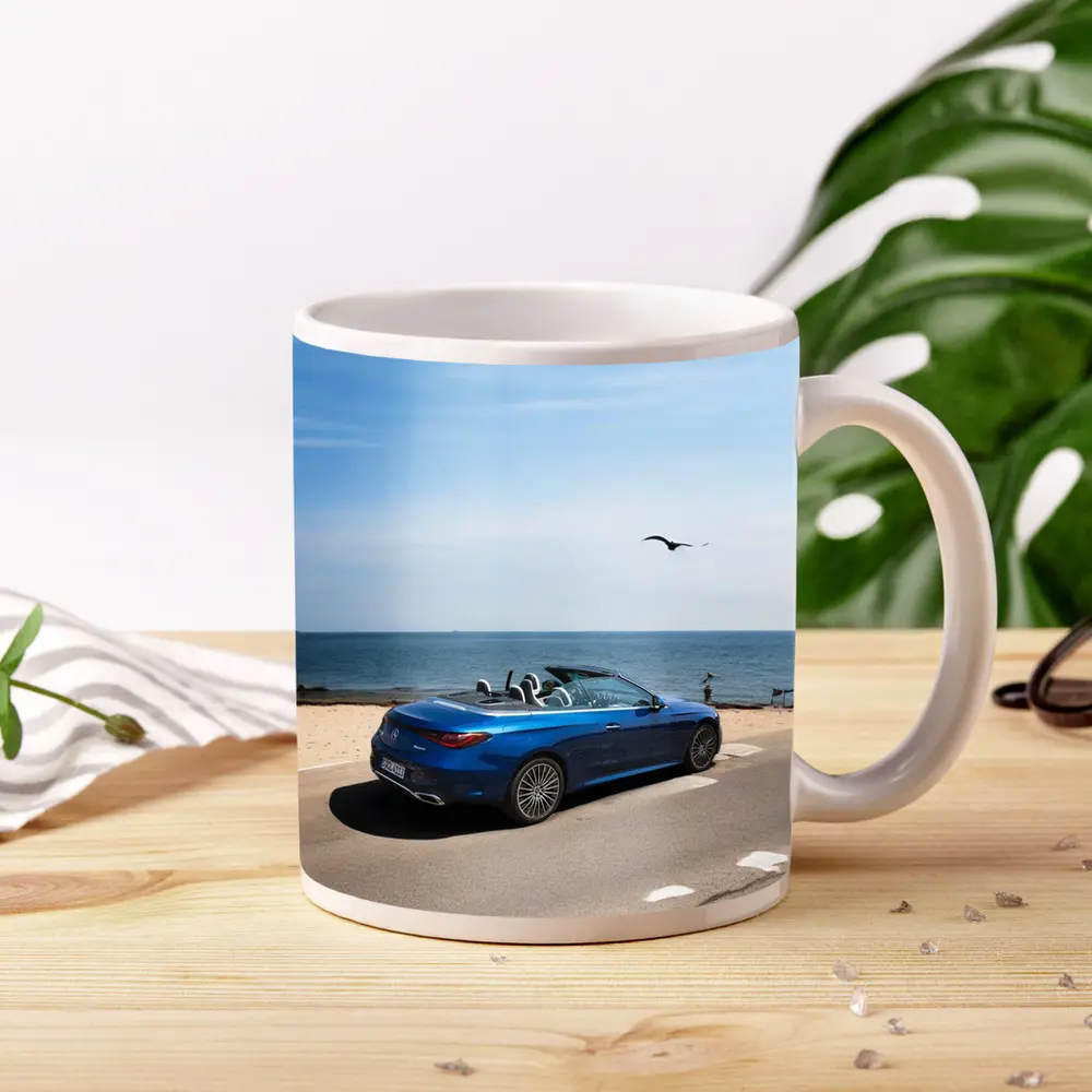 Mercedes CLE Cabriolet Blue Coastal Road Drive – Mugs