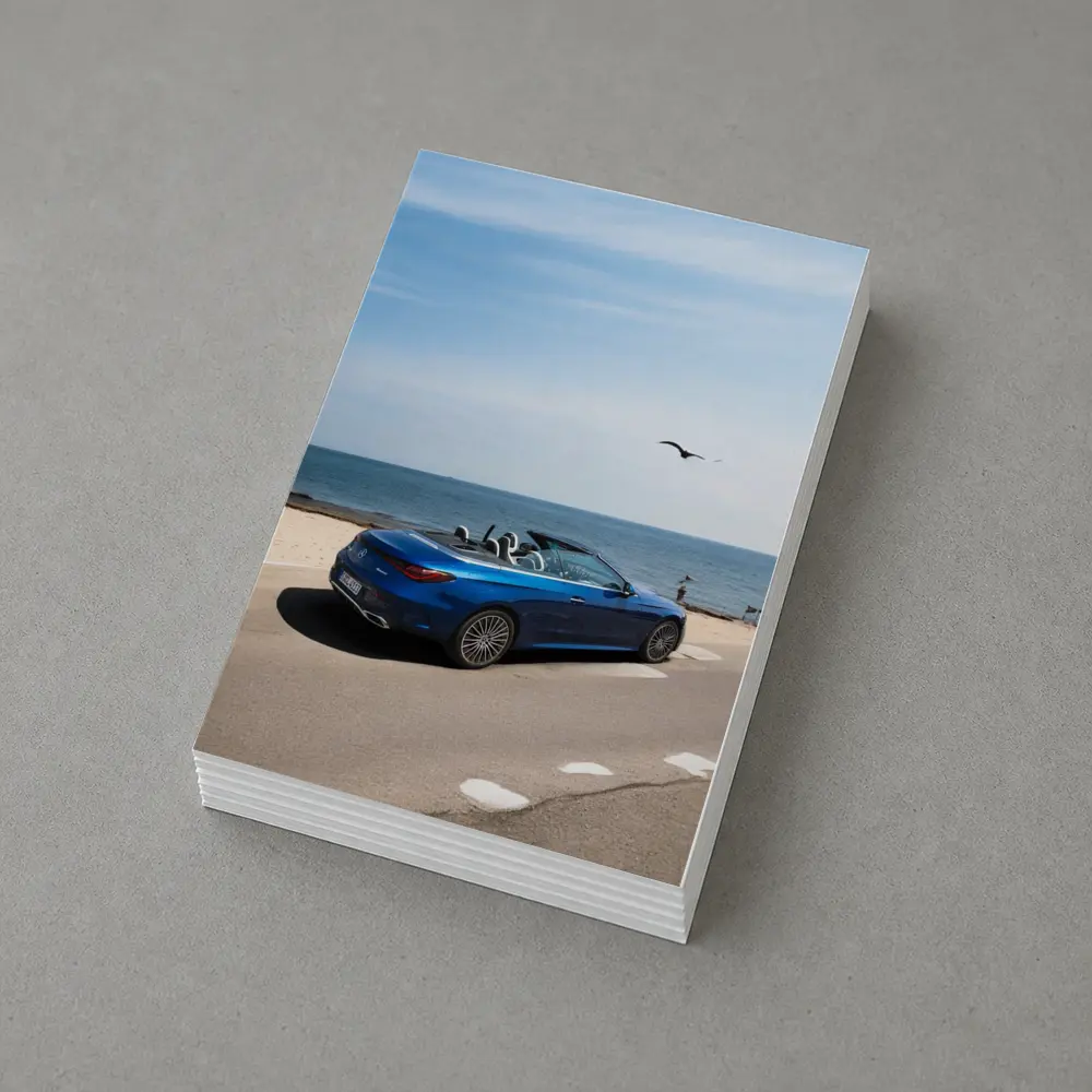 Mercedes CLE Cabriolet Blue Coastal Road Drive – Postcards