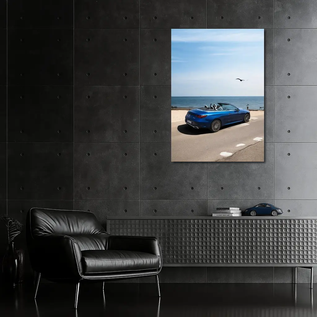 Mercedes CLE Cabriolet Blue Coastal Road Drive – Wall Art
