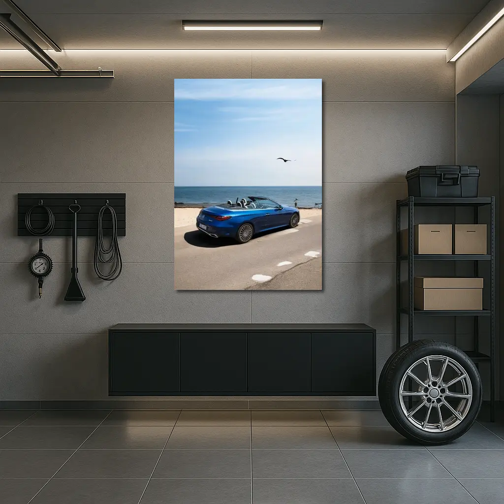 Mercedes CLE Cabriolet Blue Coastal Road Drive – Wall Art