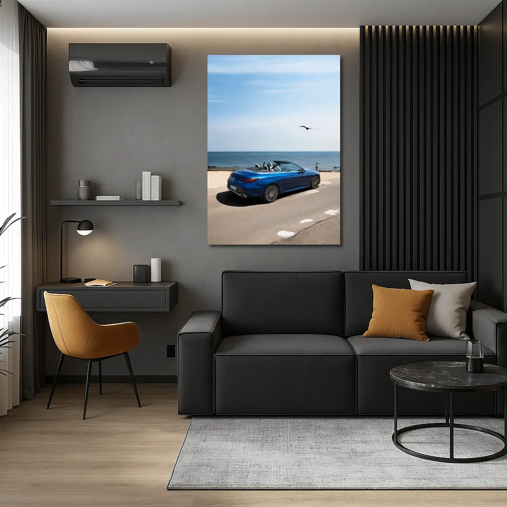 Mercedes CLE Cabriolet Blue Coastal Road Drive – Wall Art