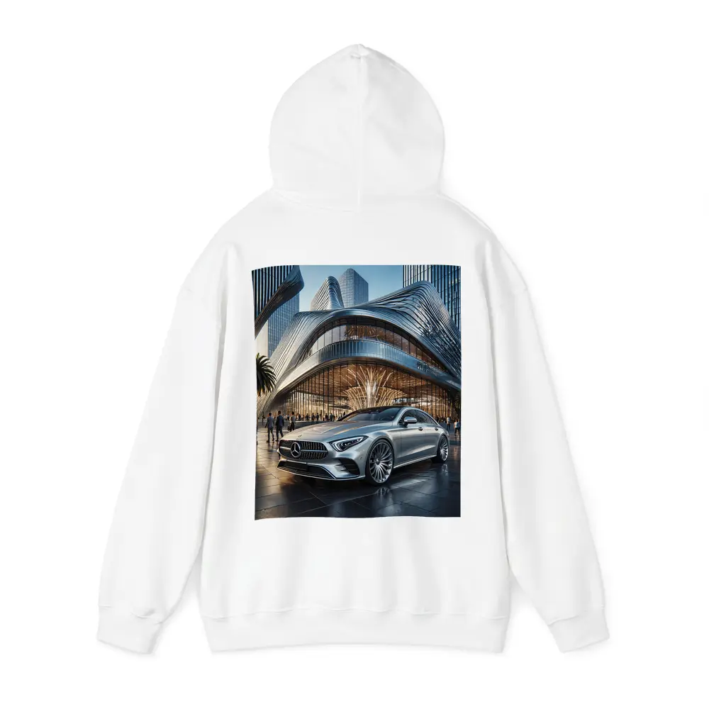 Mercedes CLS Silver Outside Luxury Architecture – Hoodies