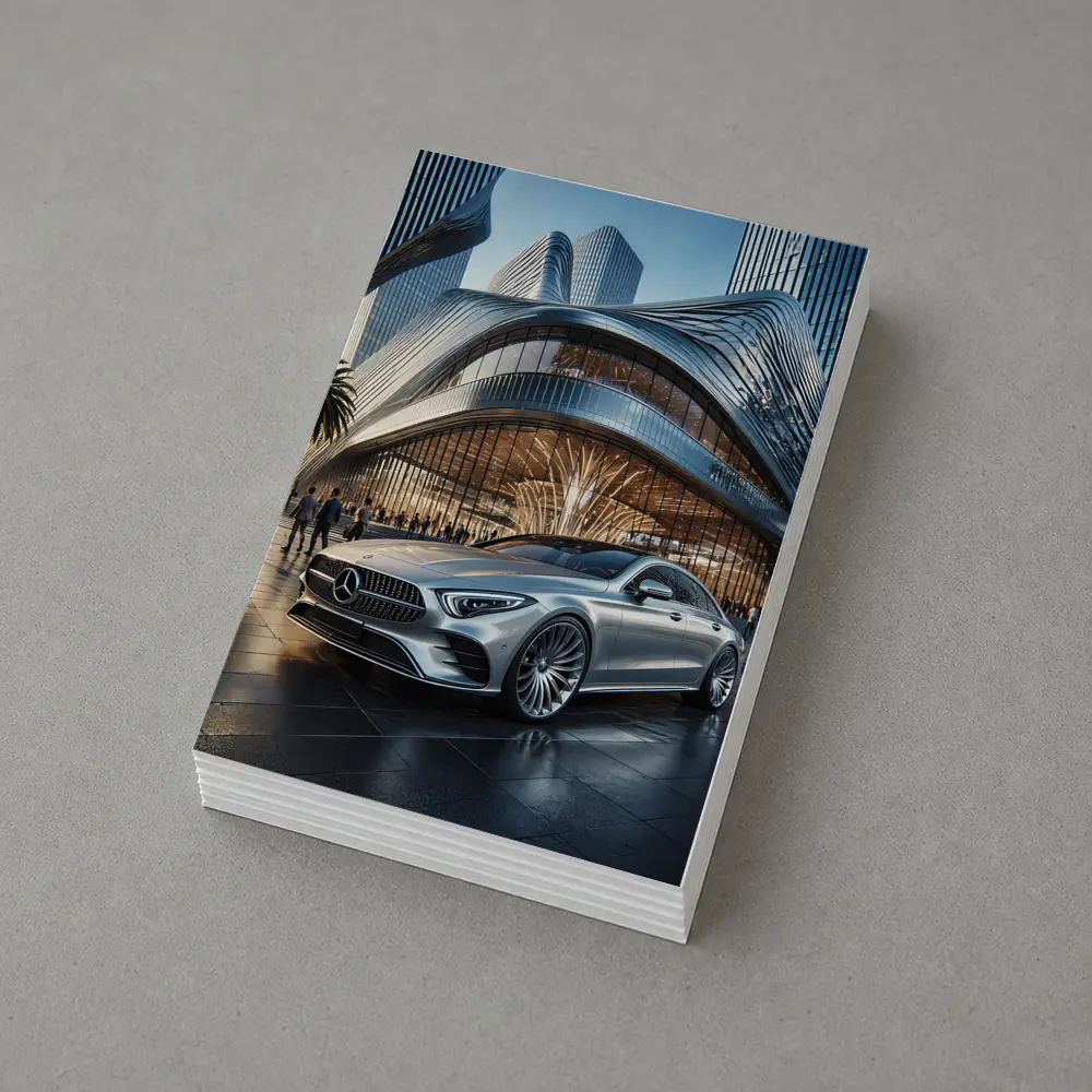 Mercedes CLS Silver Outside Luxury Architecture – Postcards