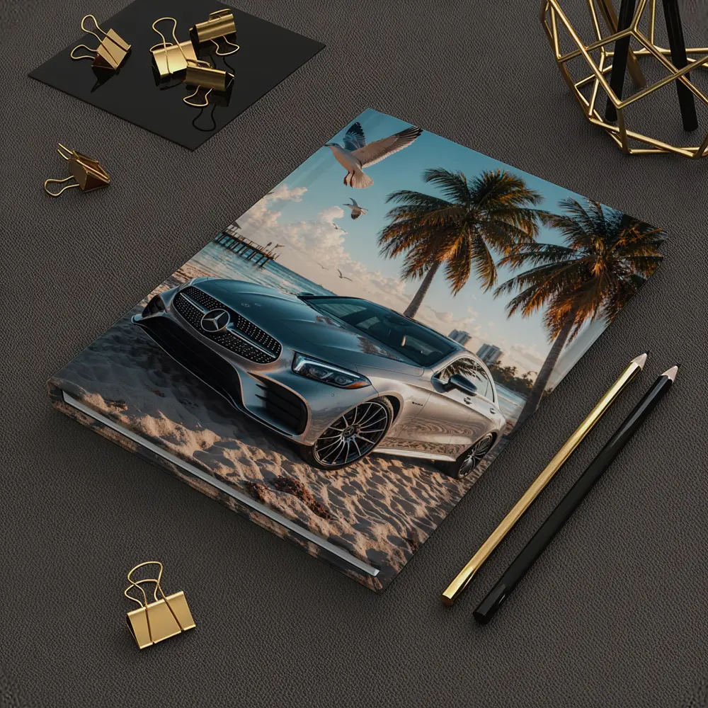 Mercedes CLS Parked on Sunny Beach – Notebooks