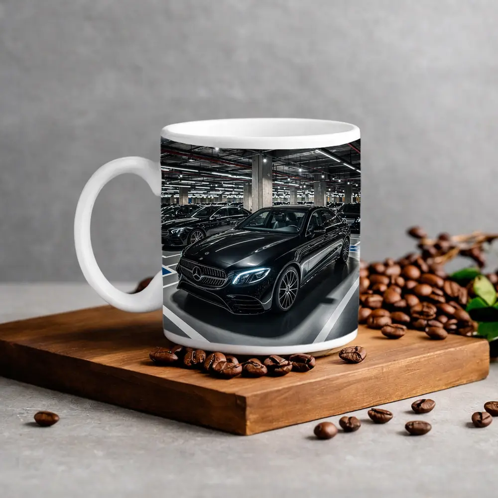 Mercedes Benz E Class Underground Parking Night – Mugs