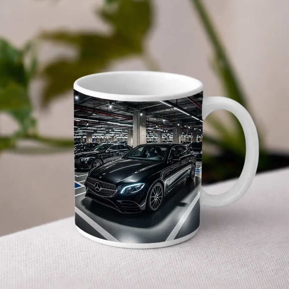 Mercedes Benz E Class Underground Parking Night – Mugs