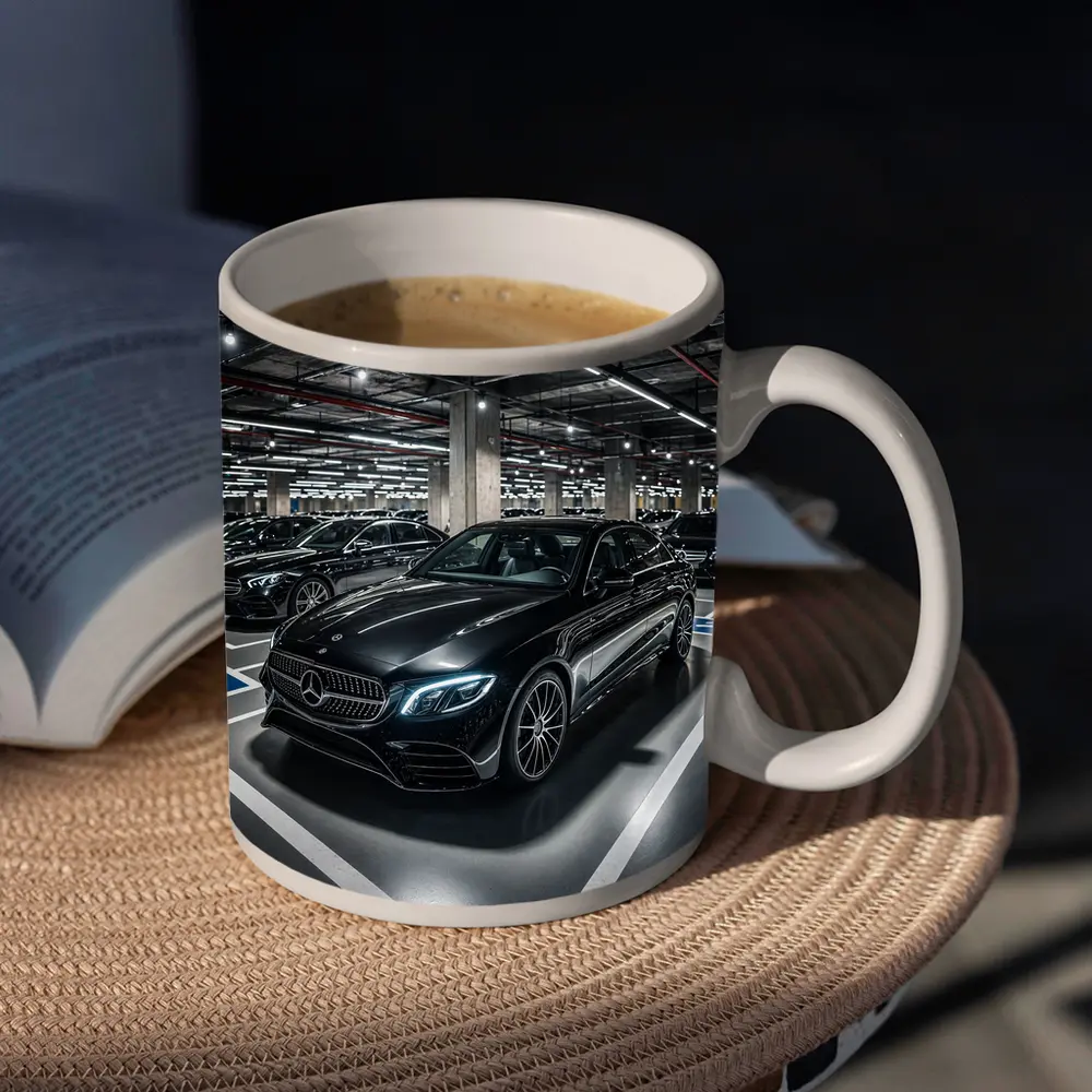 Mercedes Benz E Class Underground Parking Night – Mugs