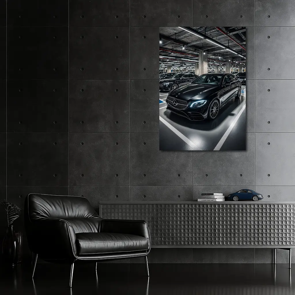 Mercedes Benz E Class Underground Parking Night – Wall Art