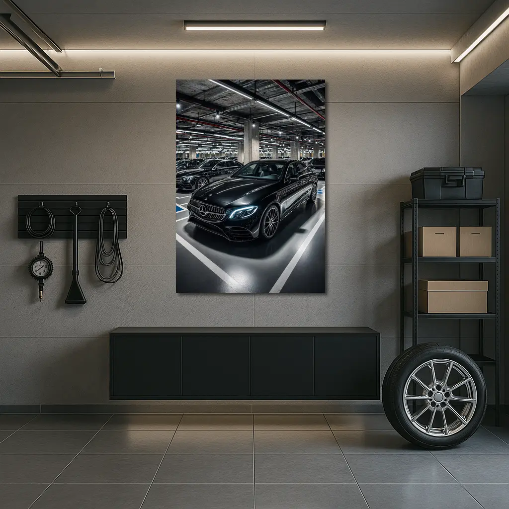 Mercedes Benz E Class Underground Parking Night – Wall Art